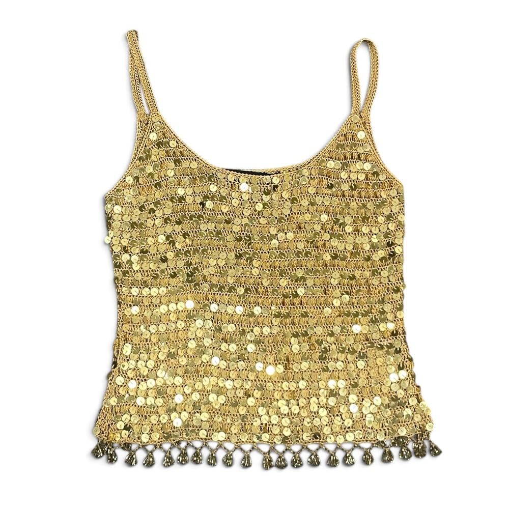 y2k crocheted sequin tank top